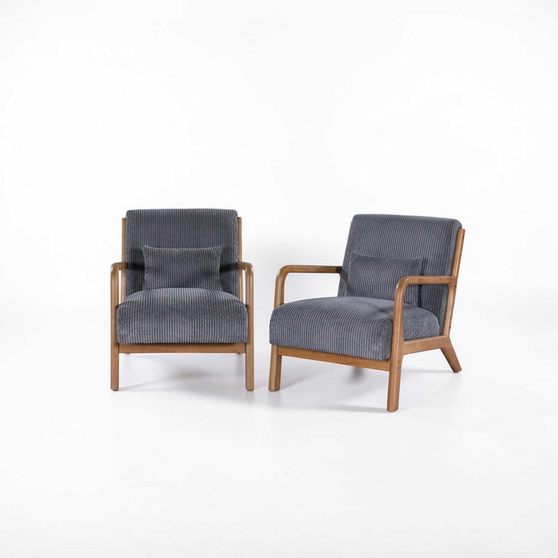 Chaises d'appoint rembourrées en velours côtelé Mid Century, Dark Grey