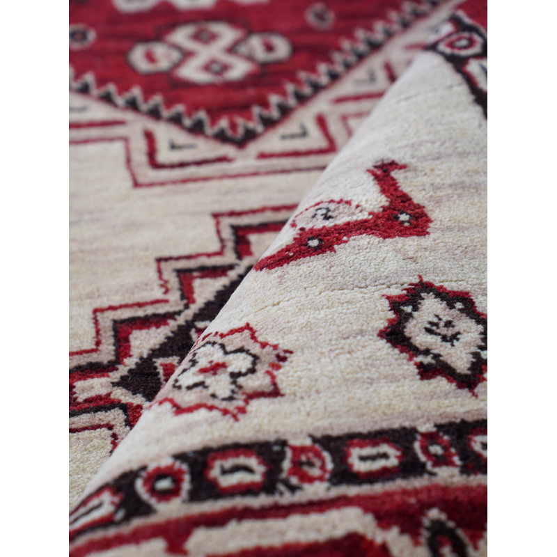 Tapis d'intérieur rectangulaire oriental noué à la main, en soie rouge et or et laine, Rectangle 6 pi x 9 pi