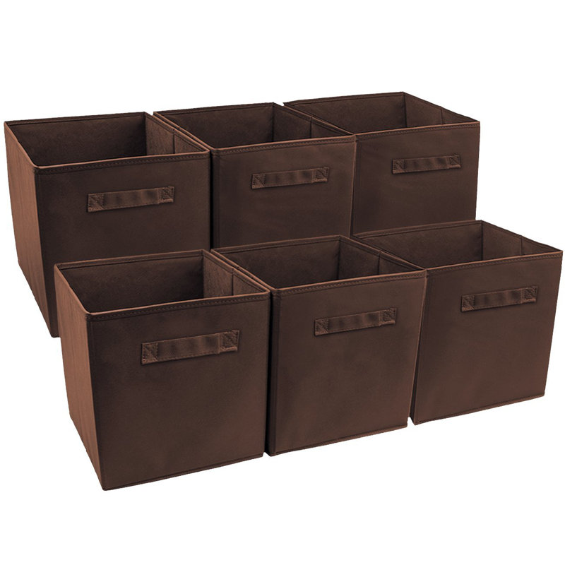 Sorbus 6 Pack 11" Foldable Fabric Storage Cube Bins with Handles, Chocolate