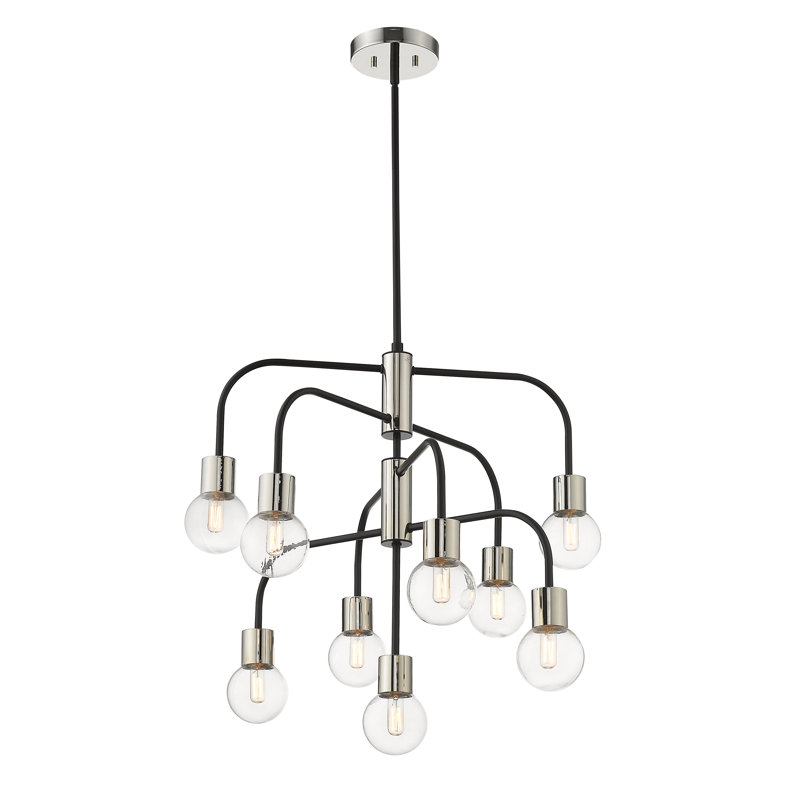 Lustre à niveaux 9 lumières unique Davisboro, Nickel poli