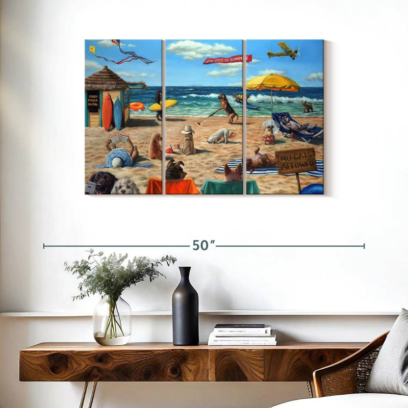 Chien de plage, H 24 po x l 38 po
