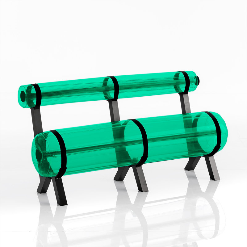 L150 Aluminium And Crystal Black PVC Bench, Green