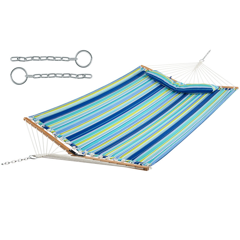 Portable Double Spreader Bar Hammock, Blue/Green