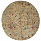High-Quality Hand-Knotted Camel And Red Area Rug