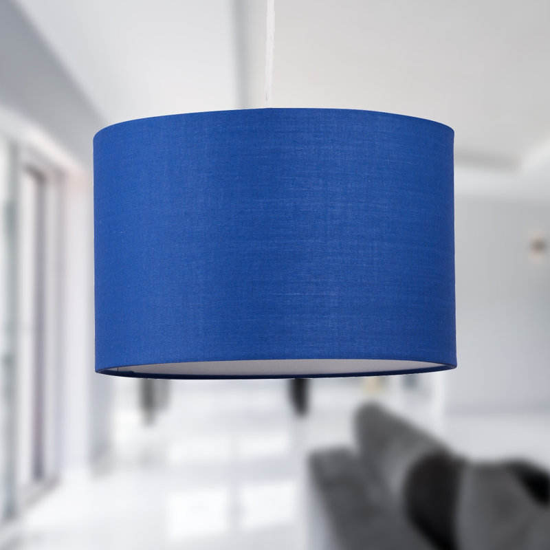 16cm H Cotton Drum Pendant Shade ( Uno ), Navy Blue