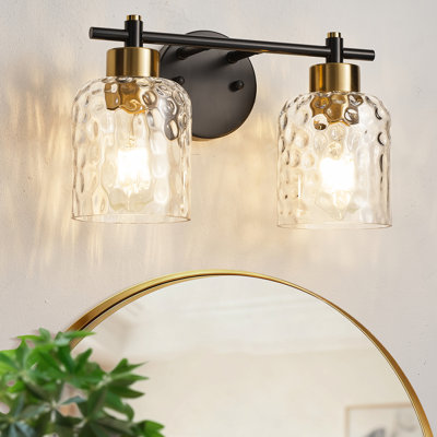 2-Light Hammered Glass Vanity Light
