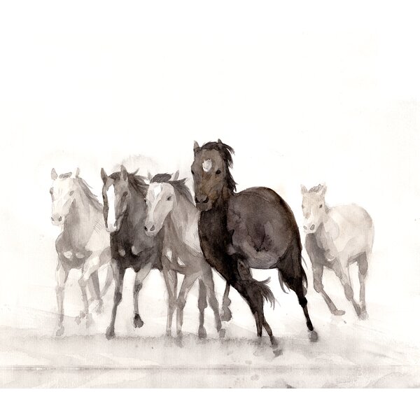  Watercolor Horses Horseshoe Print Casual Crew Socks