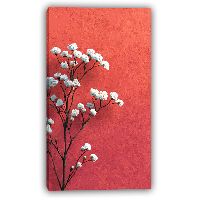 Crimson Petalscape - Art floral sur toile florale cerisier, H 36 po x l 20 po