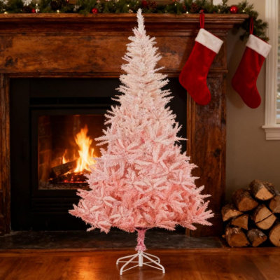 Arbre de Noël rose peu encombrant, structure en métal, décoration intérieure moderne