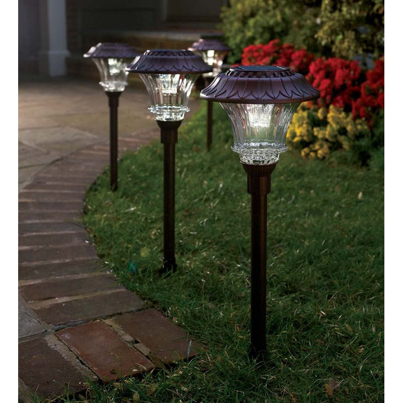 Super-Bright Solar LED Path Lights, Set of 4, Oiled Bronze