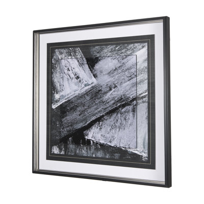 «Black Composition II», reproduction d'art encadrée texturée matte sous verre