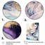 «Dondrea Blue, Gold and Mauve Abstract Waves II», reproduction sur toile 3 pièces-87913229-87913228