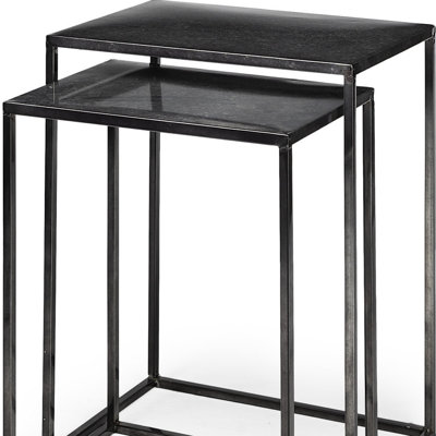 Set of Two Black Iron Nested Tables