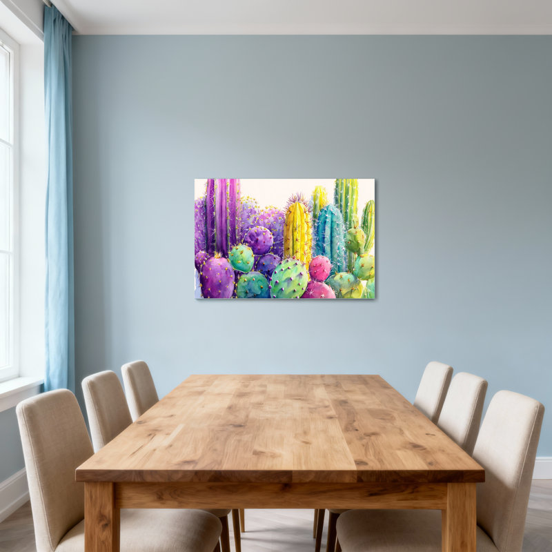 Plantes et fleurs, impression de jardin de cactus colorés Z251224084240944417, H 24 po x l 36 po