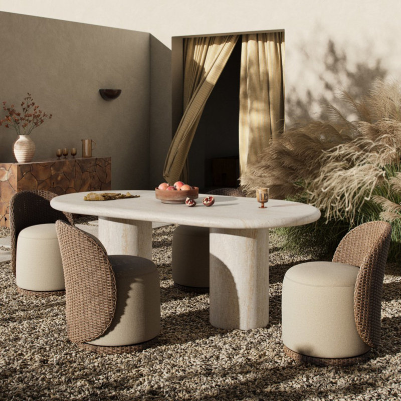 Poole Outdoor Dining Table 78"-Textured Sand Concrete