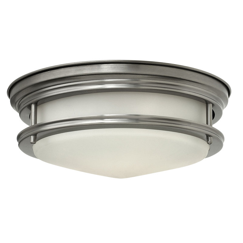 Hadley Two-Light Flush Mount Ceiling Light, Brushed Bronze, Incandescent, White