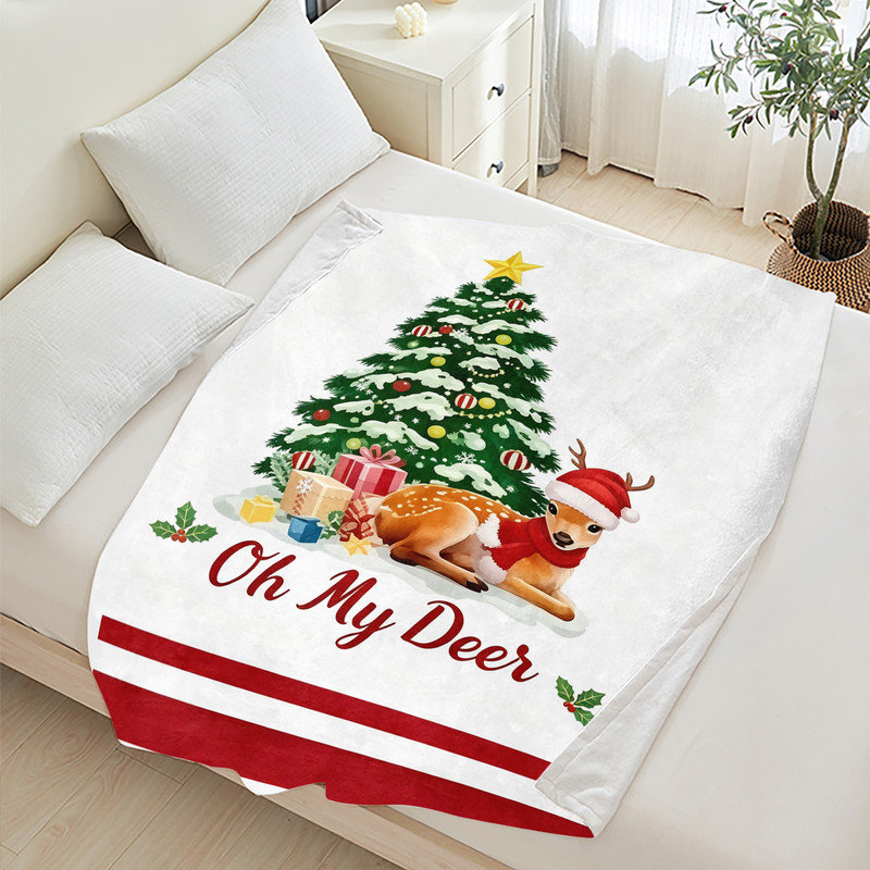 Jeté en flanelle JYK Christmas, Oh My Deer
