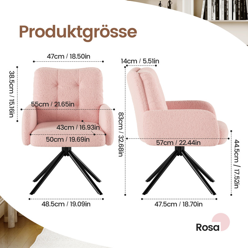 Upholstered Swivel Accent Chair, Pink