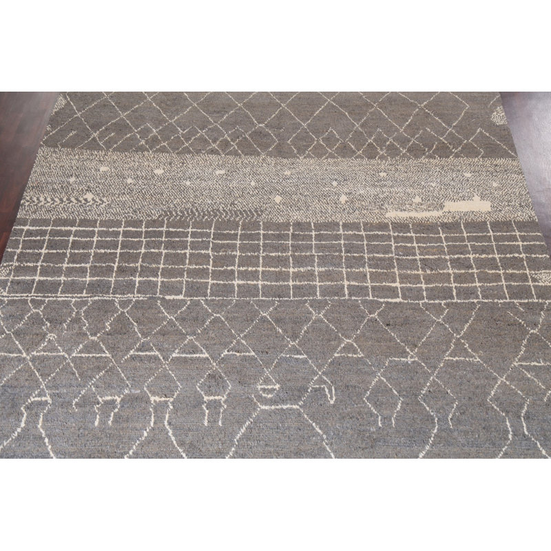 Tapis marocain en laine Trellis noué à la main 10 x 15