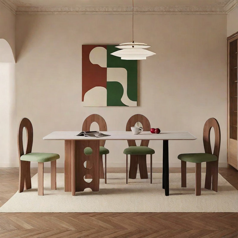 Ensemble de table de salle à manger vintage en pierre frittée, H 29,5 po x L 55,1 po x l 31,5 po