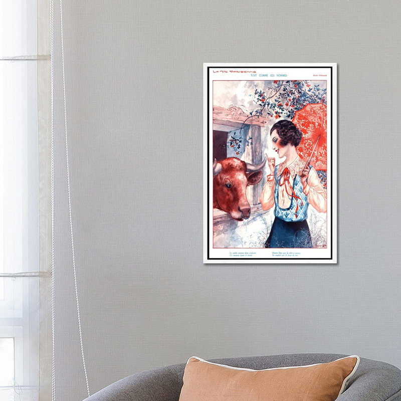 1920s La Vie Parisienne Magazine Cover - Print on Canvas, 66.04cm H x 45.72cm W x 3.81cm D, White Floater Framed