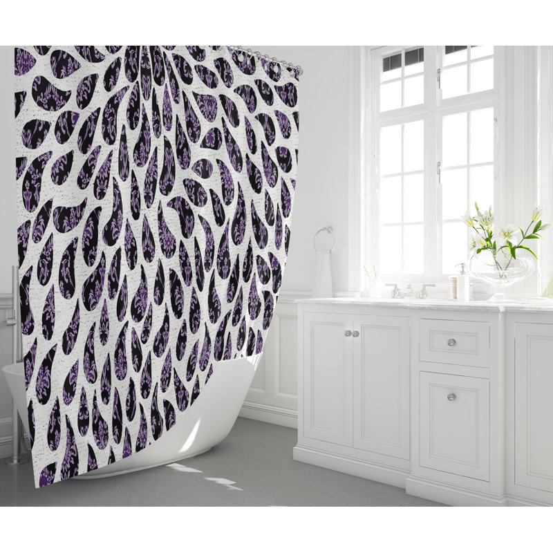 Rideau de douche simple à motif cachemire, H 83 po x l 70 po, Noir