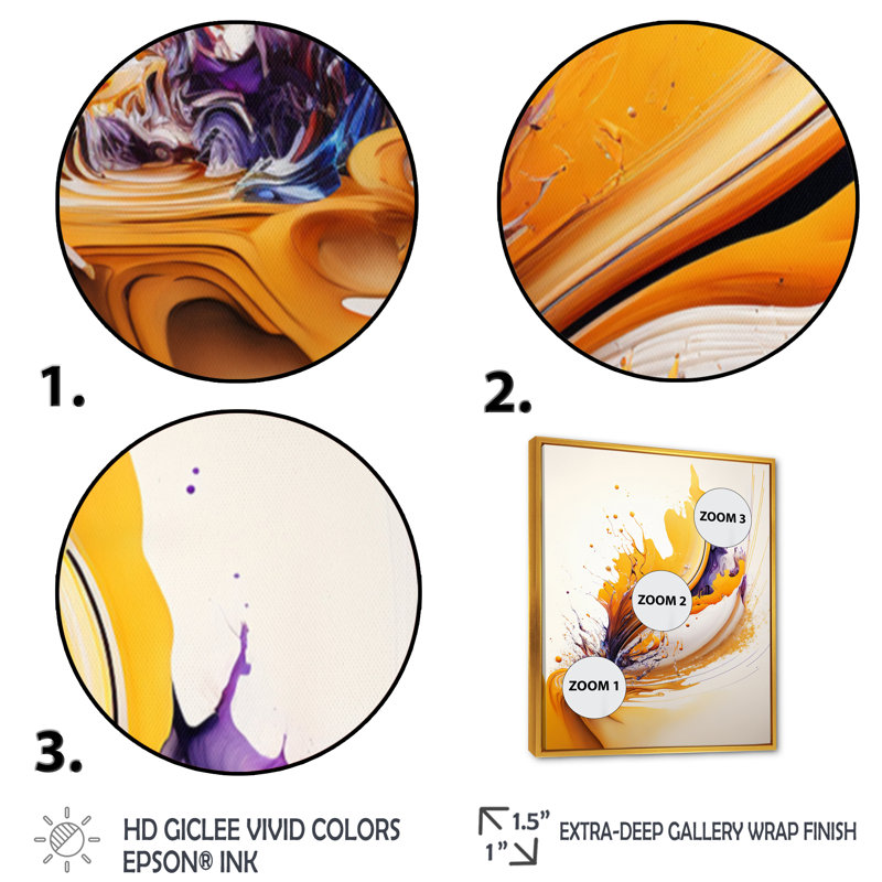 «White and Gold Fusion IV», impression sur toile, H 32 po x l 16 po x P 1 po, Cadre flottant doré