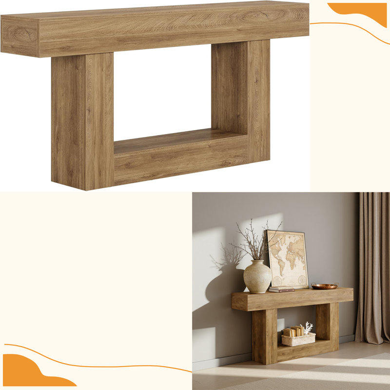 2-Tier Side Table,Entryway Table, Light Brown