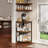 Corner Display Shelves With Storage Shelf & 16.34" Large Countertop, Rustic Wood Display Rack With Adjustable Feet For Kitchen/Bedroom/Living Room/Small Space