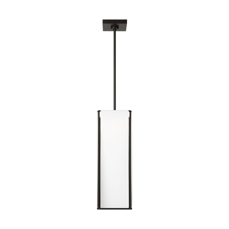 Kelly Wearstler Velero 1 Light Dining Room Pendant With White Silkscreen Tempered Shade, Aged Iron