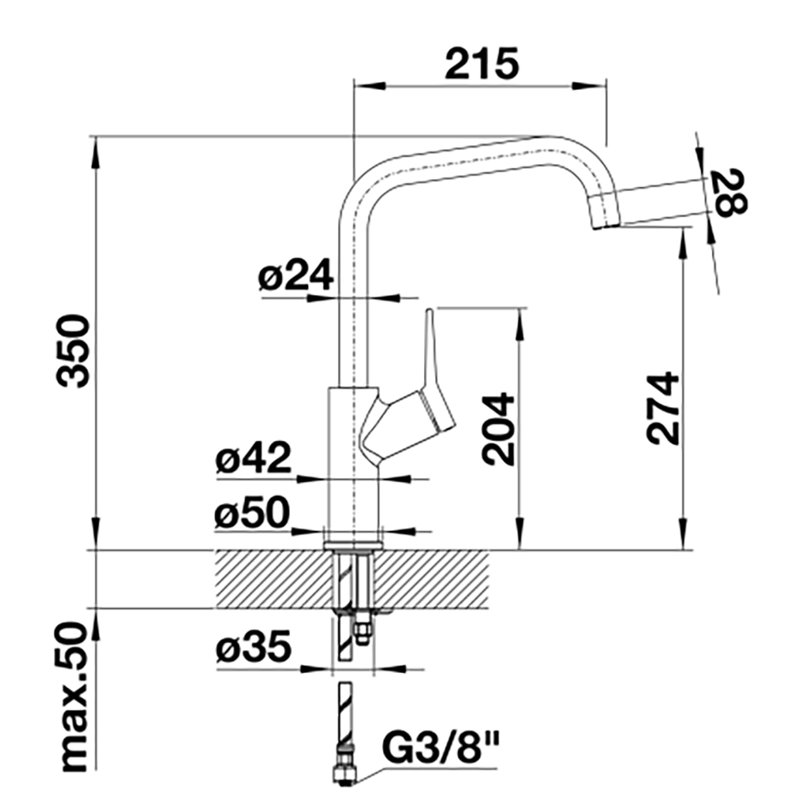 Jurena Single Lever Monobloc Tap