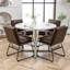 Innes 5-Piece Round Dining Set, Trestle Dining Table With 4 Stylish Chairs