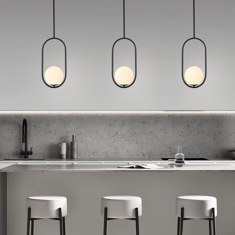 Luminaire suspendu 1 lumière Genioara, Noir