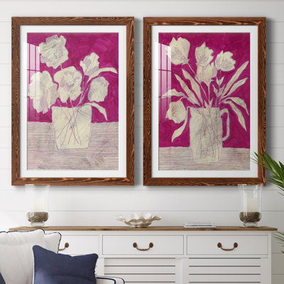 " Fuchsia Arrangement I " 2 - Pieces Painting Print