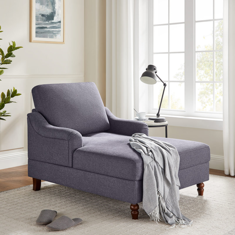 Garit 38.58" W Upholstered Chaise Lounge, Gray