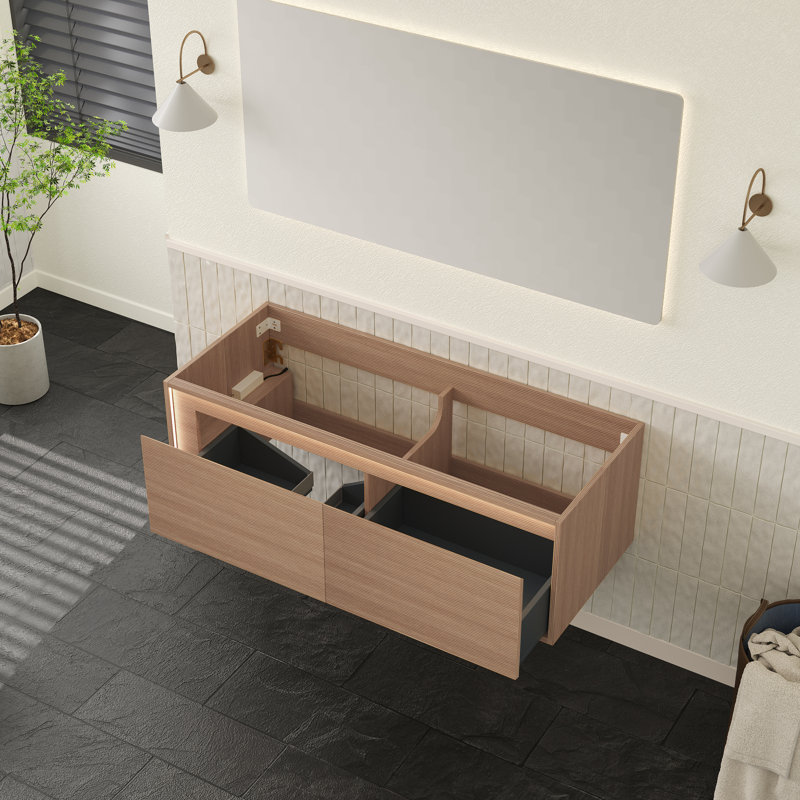 Armoire murale Nyah de 48 po avec deux tiroirs, sans comptoir ni lavabo, sans robinet ni drain