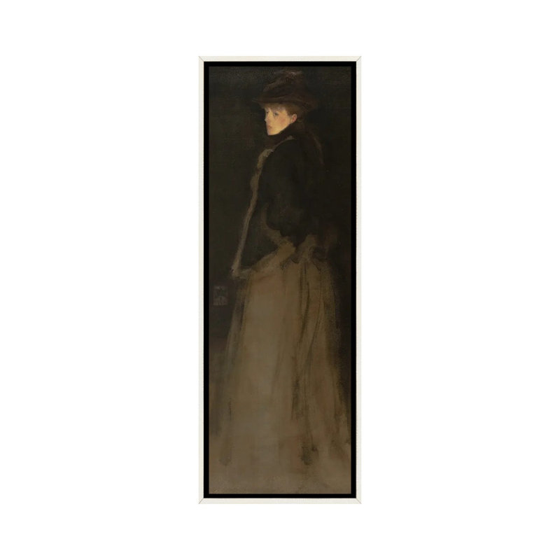 Arrangement en noir et brun, la jaquette de fourrure - reproduction d'art murale - toile encadrée, 60 po x 20 po