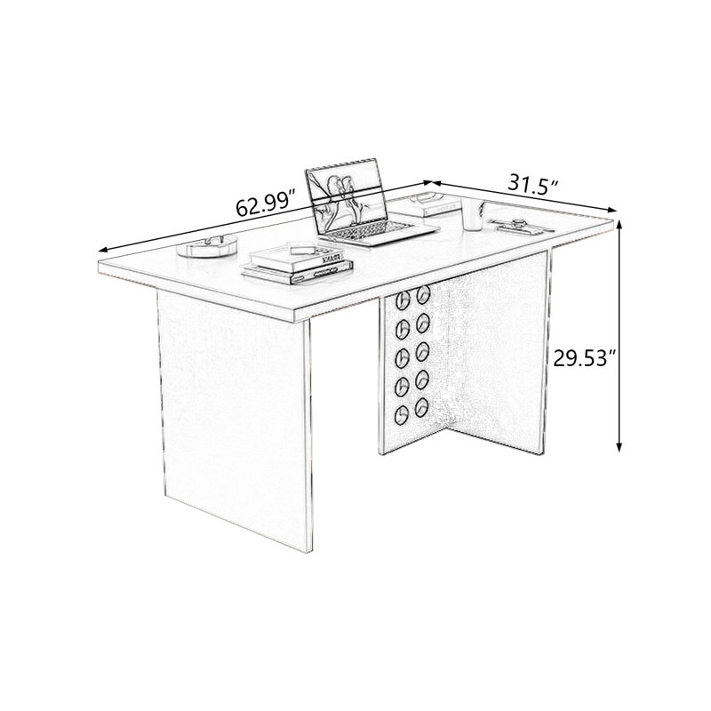Bureaux rectangulaires en bois massif noyer, H 29,53 po x l 62,99 po x P 31,5 po