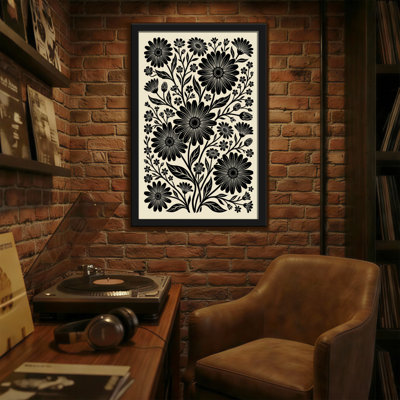 Motif floral de plantes et de fleurs sur fond