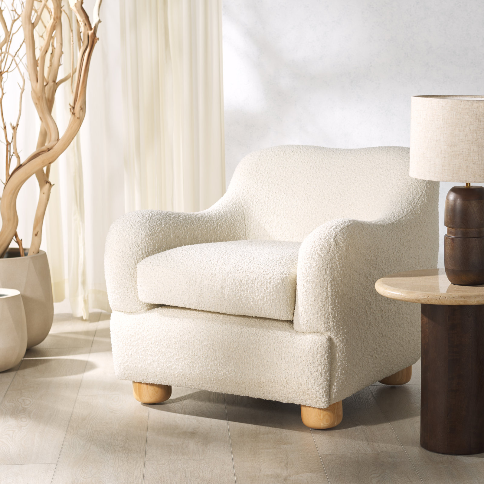 Hayes Pine Boucle Armchair