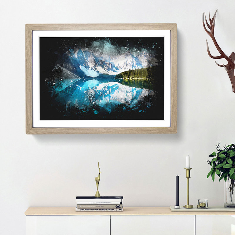 Morraine Lake in Banff Canada - Picture Frame Painting Print, 45cm H x 63cm W x 2cm D, Oak Framed