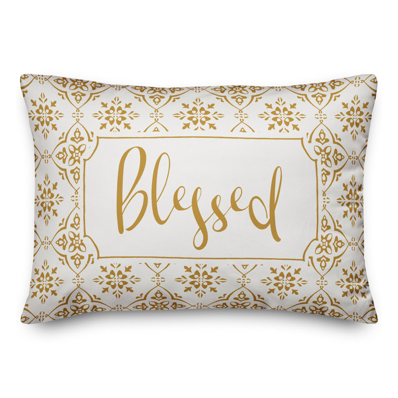 Housse de coussin rectangulaire extérieure et insert Blessed Medallion, Jaune