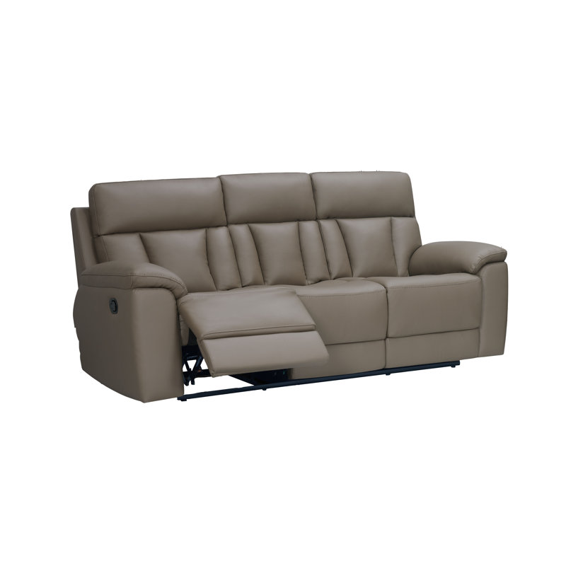 Canapé inclinable manuel en cuir de 85 po Arnetta, H 41,3 po x l 86,6 po x P 37 po, Brun
