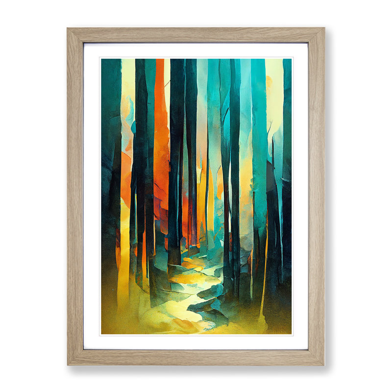 Unique Forest No.1 Abstract - Single Picture Frame Print, 46cm H x 34cm W x 2cm D, Oak Framed