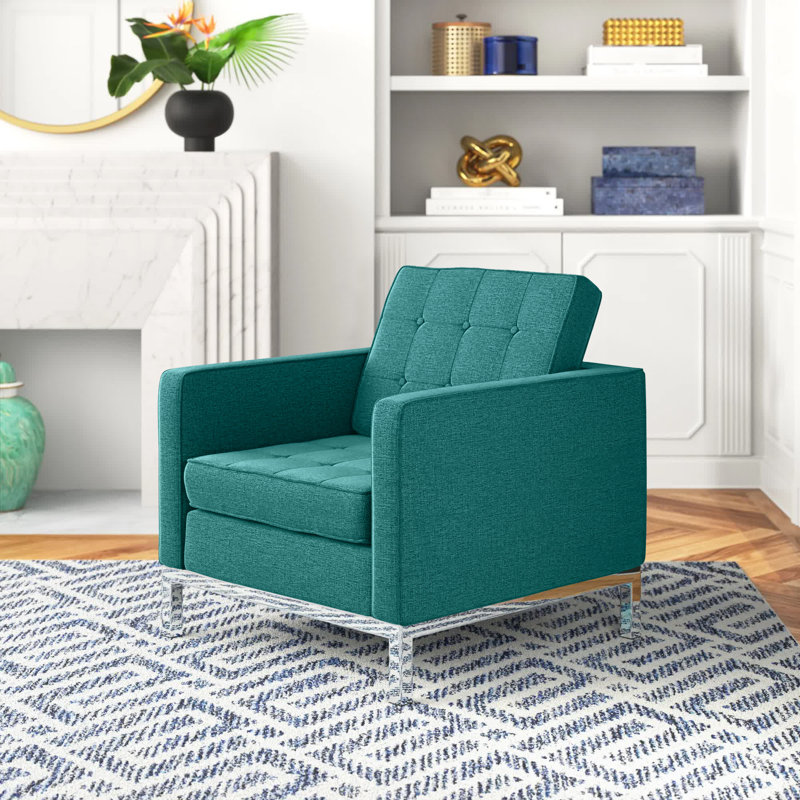 Loft Upholstered Fabric Armchair, Teal Plainweave