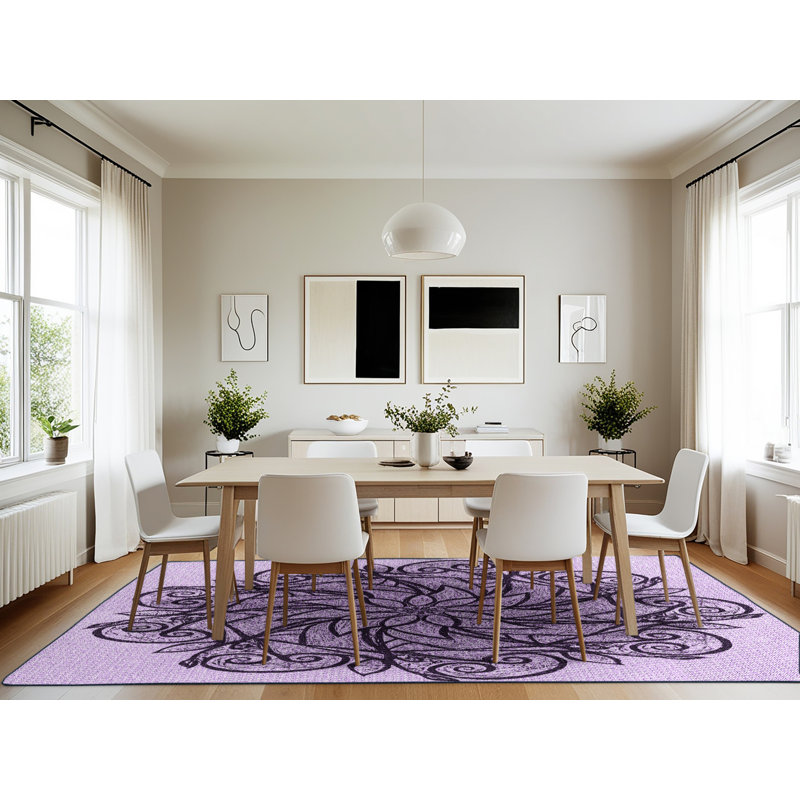 Tapis mauve tissé à la machine, Rectangle 7 pi x 10 pi