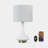23.5" White Ceramic Table Lamp with USB & Type-C Ports and Pre-Assembled Linen Shade-873968585