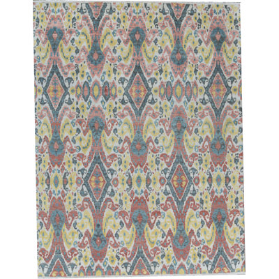 Wool Damask Area Rug in Black/Rust