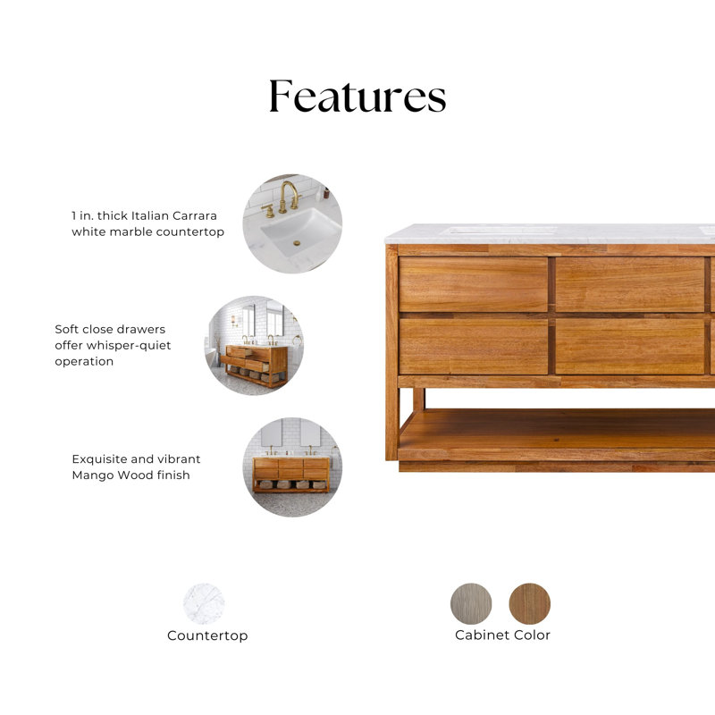 72'' W Double Vanity, Mangowood
