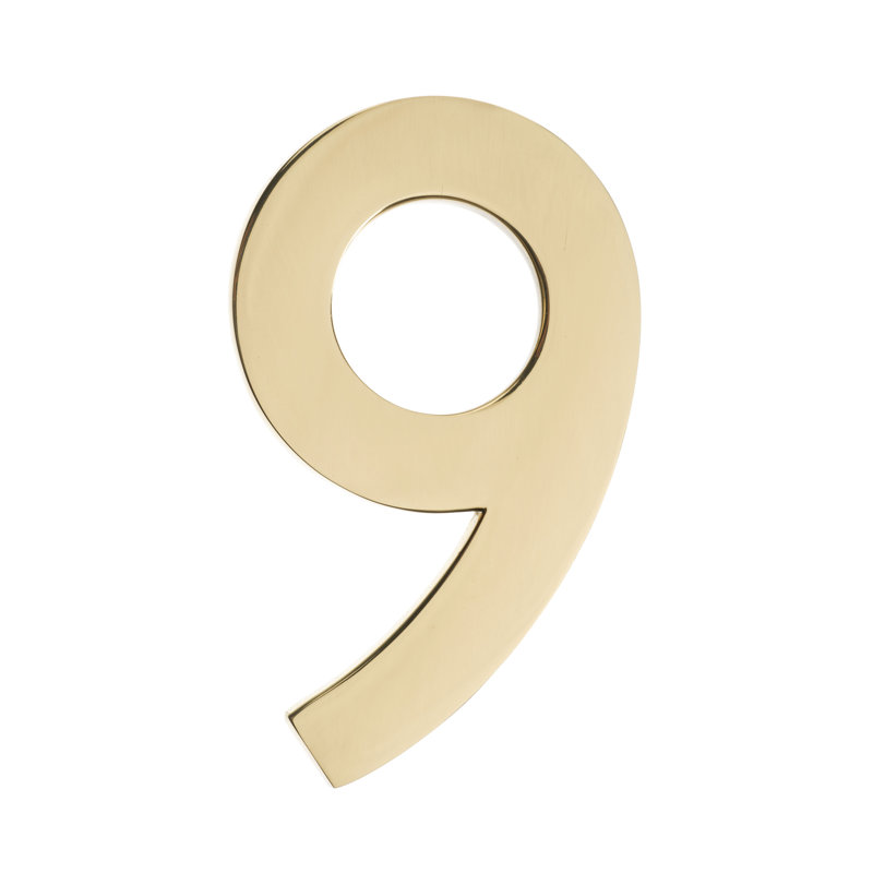 Numéro de maison à fixation affleurante, Neuf, Polished Brass, 4 pouces